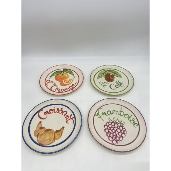 Harlie Brown Studio Belle Journée Stoneware Dessert Plate Set of 4 Plates - Picture 1 of 7